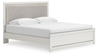 Birmonton King Upholstered Panel Platform Bed, Dresser, Mirror, Chest and Nightstand