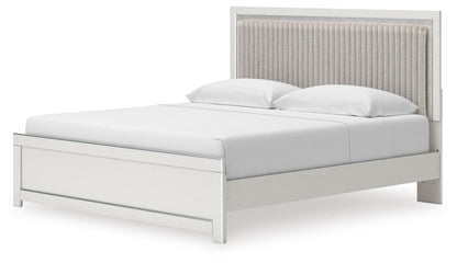 Birmonton King Upholstered Panel Platform Bed, Dresser, Mirror and Nightstand