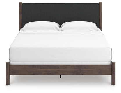 Cadmori King Upholstered Panel Bed, Dresser, Mirror, Chest and Nightstand