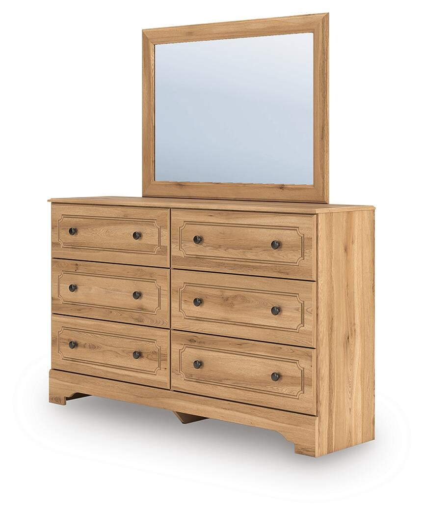 Galletyn King Panel Bed with Mirrored Dresser