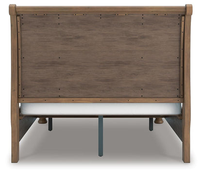 Vandenmore Queen Storage Sleigh Bed with Mirrored Dresser and Nightstand