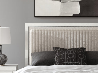 Birmonton Queen Upholstered Panel Bed, Dresser, Mirror, Chest and Nightstand