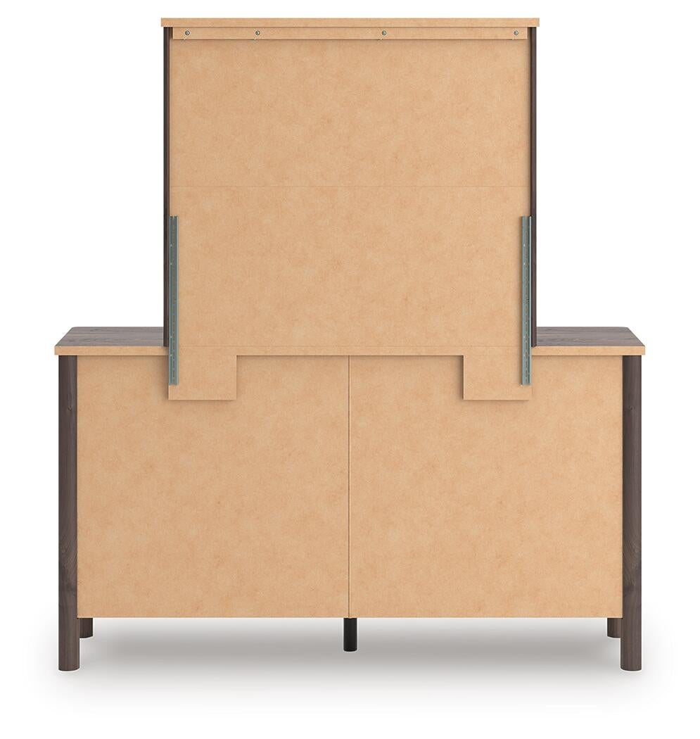 Cadmori Full Upholstered Panel Platform Bed, Dresser, Mirror and Nightstand
