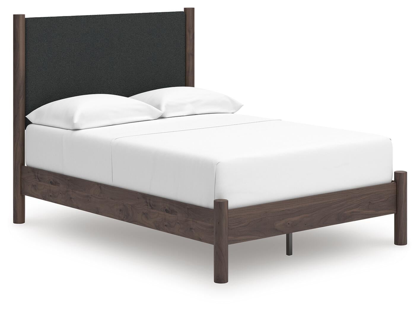 Cadmori Full Upholstered Panel Platform Bed, Dresser, Mirror and Nightstand