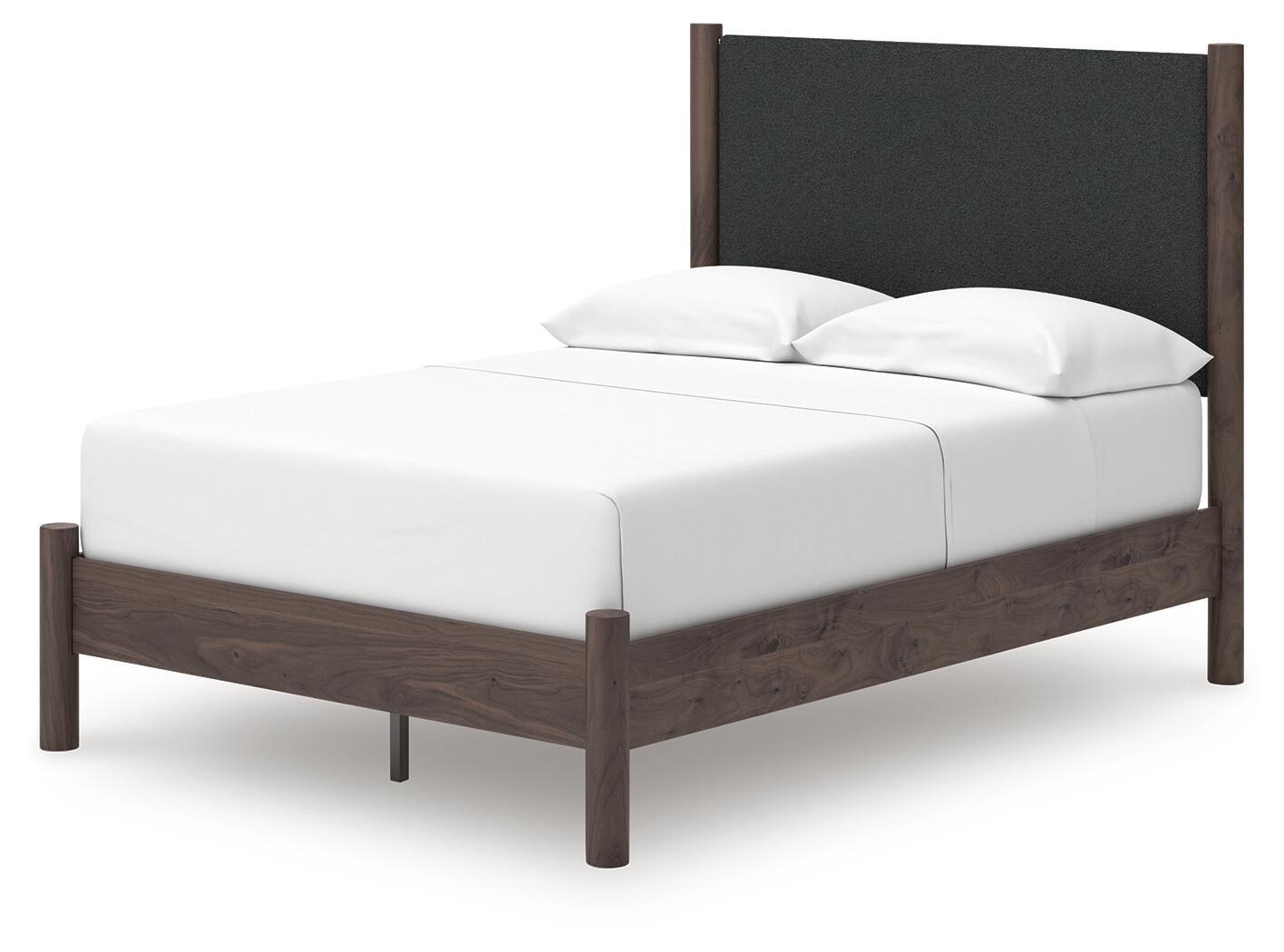 Cadmori Full Upholstered Panel Platform Bed, Dresser, Mirror and Nightstand