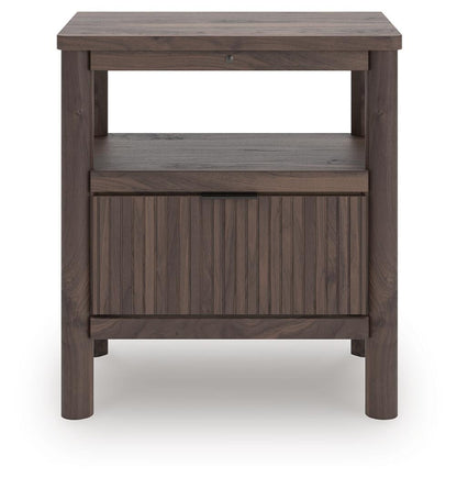 Cadmori Full Upholstered Panel Platform Bed, Dresser, Mirror and Nightstand