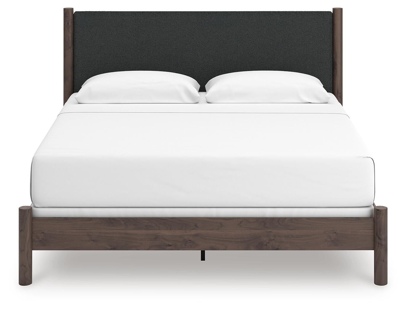 Cadmori King Upholstered Panel Bed, Dresser, Mirror and Nightstand