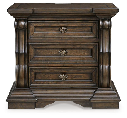 Maylee California King Canopy Bed, Dresser, Mirror, Chest and Nightstand