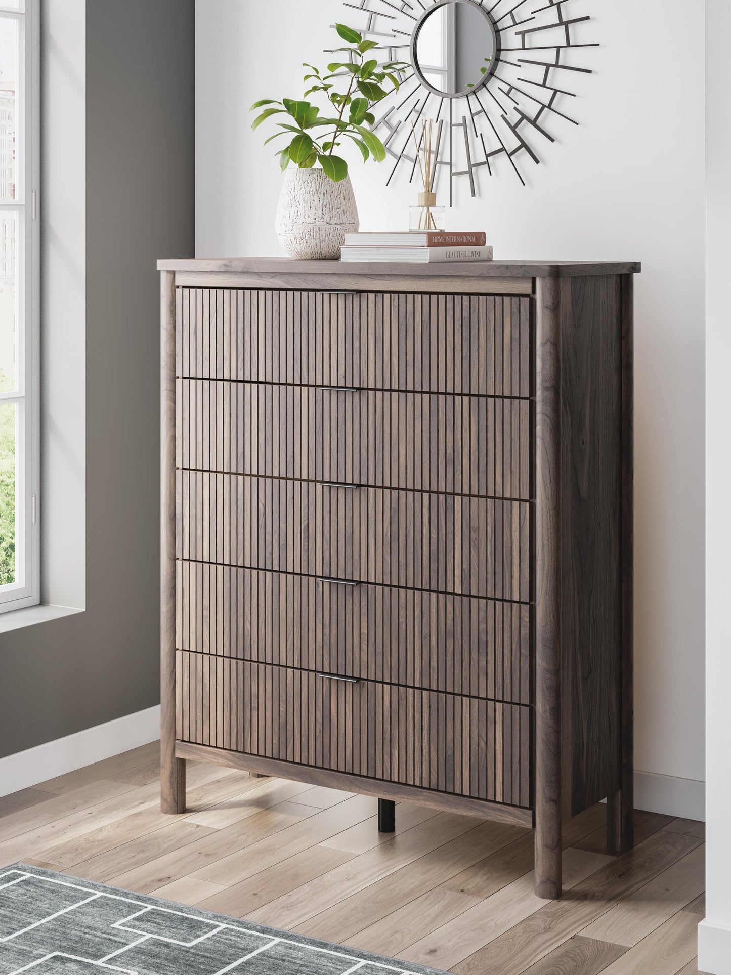 Cadmori Twin Panel Bed, Dresser, Mirror, Chest and Nightstand