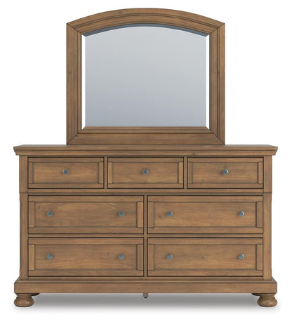 Vandenmore Queen Panel Bed with Mirrored Dresser, Chest and Nightstand