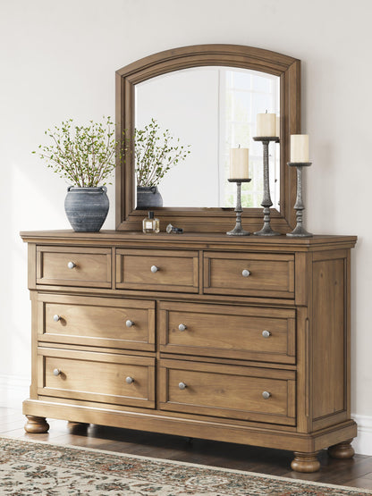 Vandenmore Queen Panel Bed with Mirrored Dresser, Chest and Nightstand