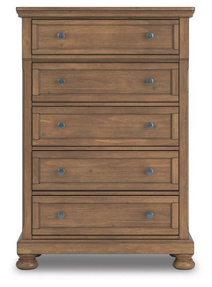 Vandenmore King Panel Bed with Mirrored Dresser, Chest and Nightstand