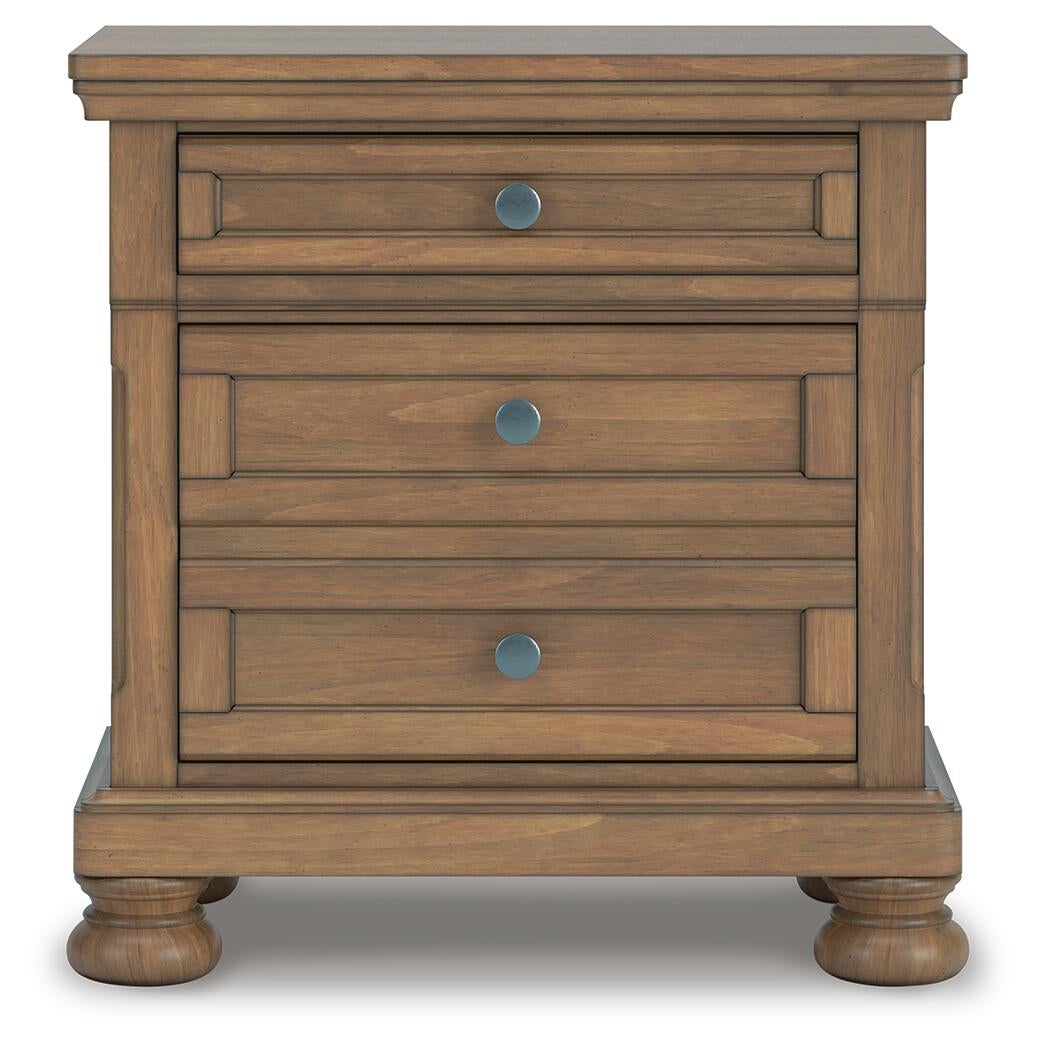 Vandenmore King Panel Bed with Mirrored Dresser, Chest and Nightstand