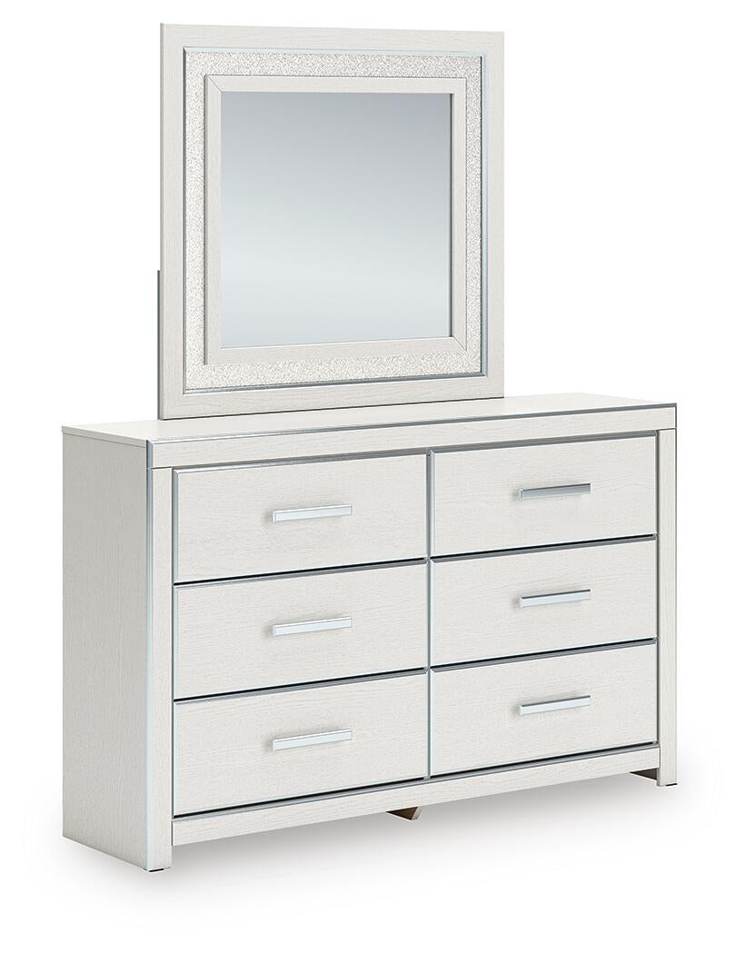 Birmonton Queen Upholstered Panel Platform Bed, Dresser, Mirror, Chest and Nightstand