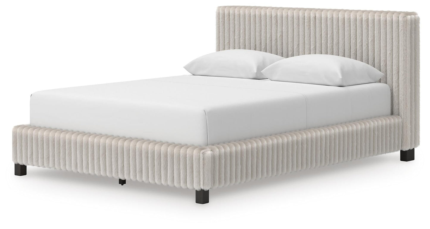 Birmonton Queen Upholstered Bed, Dresser, Mirror and Nightstand