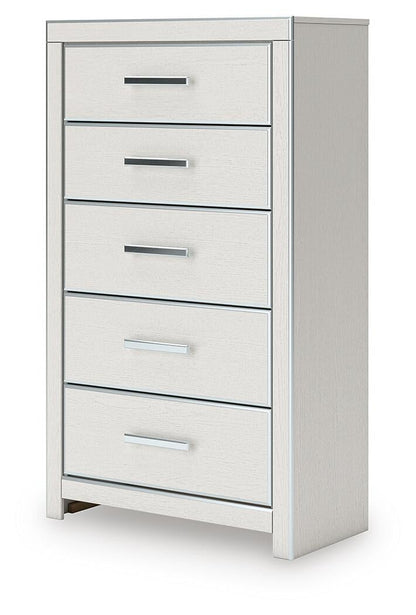 Birmonton King Upholstered Bed, Dresser, Mirror, Chest and Nightstand
