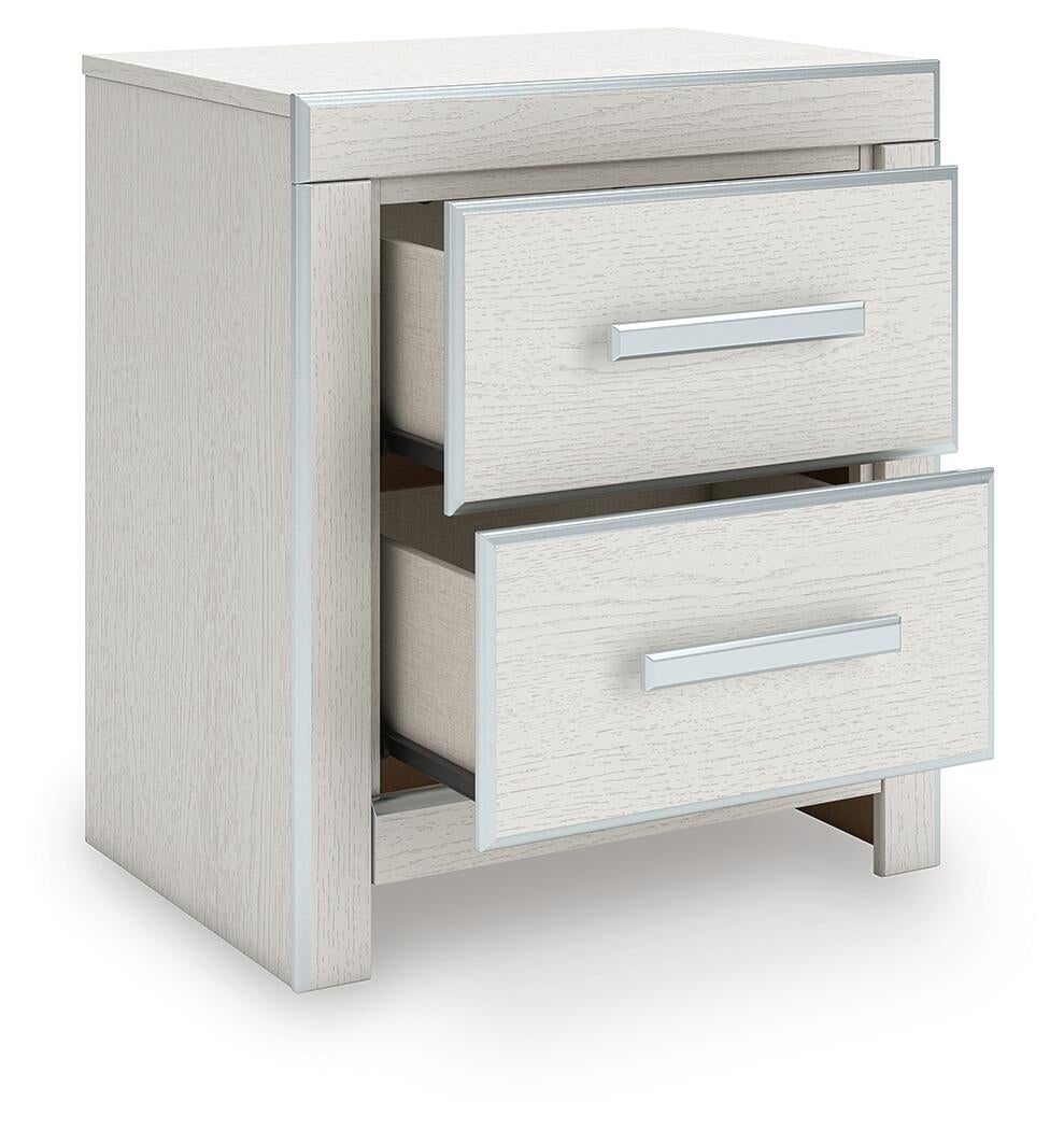 Birmonton King Upholstered Bed, Dresser, Mirror, Chest and Nightstand