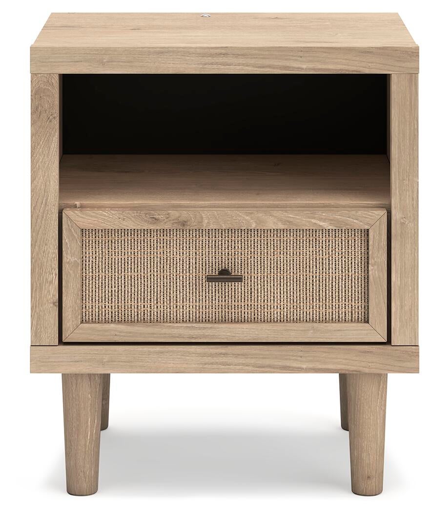Cielden Queen Upholstered Bed with Roll Slats, Dresser, Mirror and Nightstand