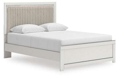 Birmonton Queen Upholstered Panel Platform Bed, Dresser, Mirror and Nightstand