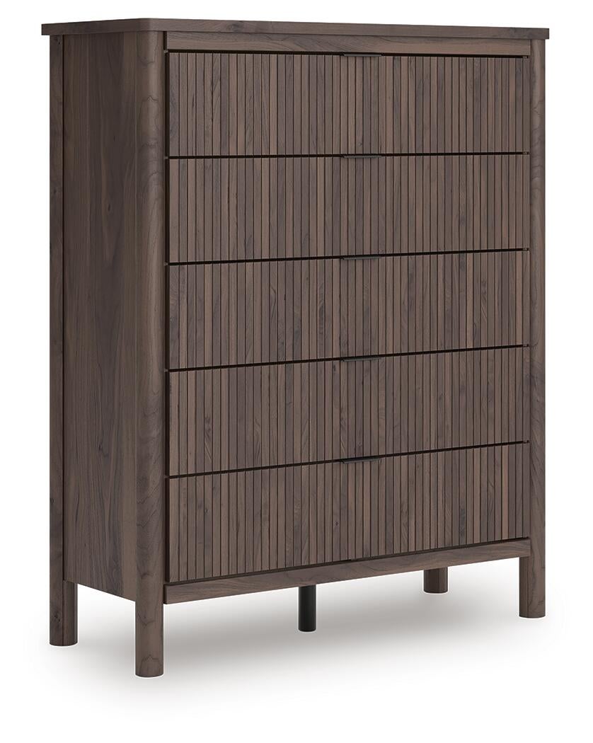 Cadmori Full Upholstered Panel Bed, Dresser and Mirror