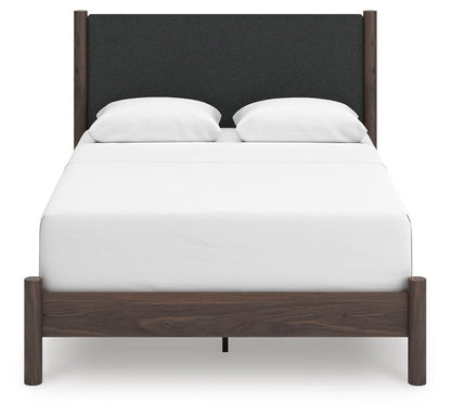 Cadmori Queen Upholstered Panel Bed, Dresser and Mirror