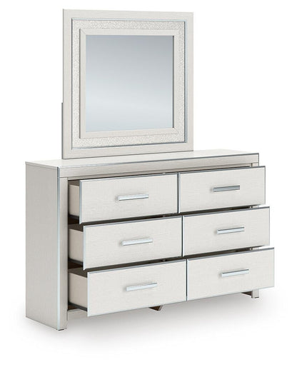 Birmonton King Upholstered Bed, Dresser, Mirror and Nightstand