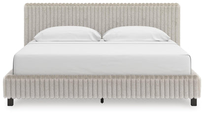 Birmonton King Upholstered Bed, Dresser, Mirror and Nightstand