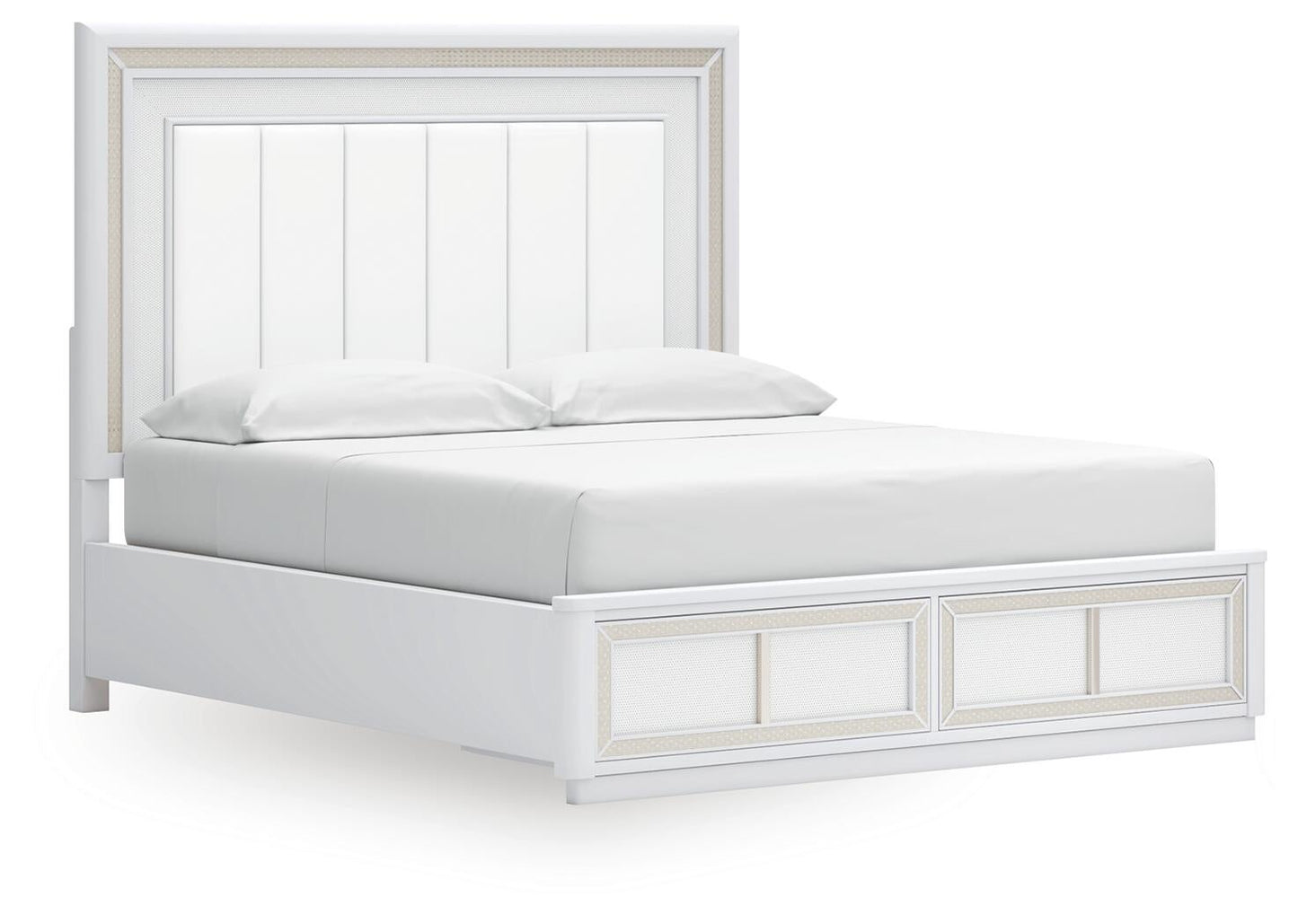 Chalanna California King Upholstered Storage Bed, Dresser and Mirror