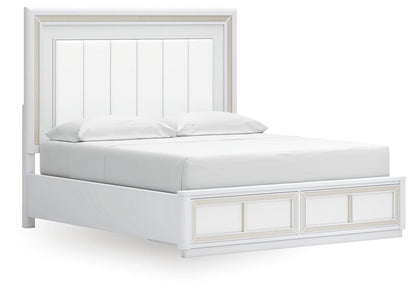 Chalanna California King Upholstered Storage Bed, Dresser and Mirror