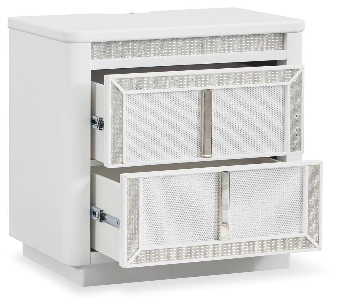 Chalanna California King Upholstered Storage Bed, Dresser and Mirror