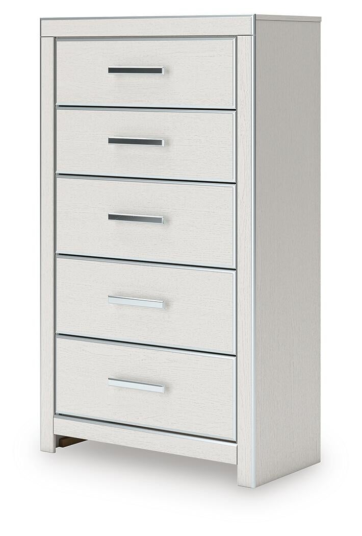 Birmonton California King Upholstered Bed, Dresser, Mirror, Chest and Nightstand