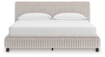Birmonton California King Upholstered Bed, Dresser, Mirror, Chest and Nightstand