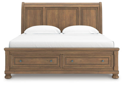 Vandenmore King Storage Sleigh Bed with Mirrored Dresser, Chest and Nightstand