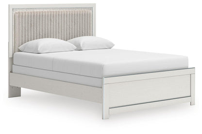 Birmonton Queen Upholstered Panel Bed, Dresser and Mirror