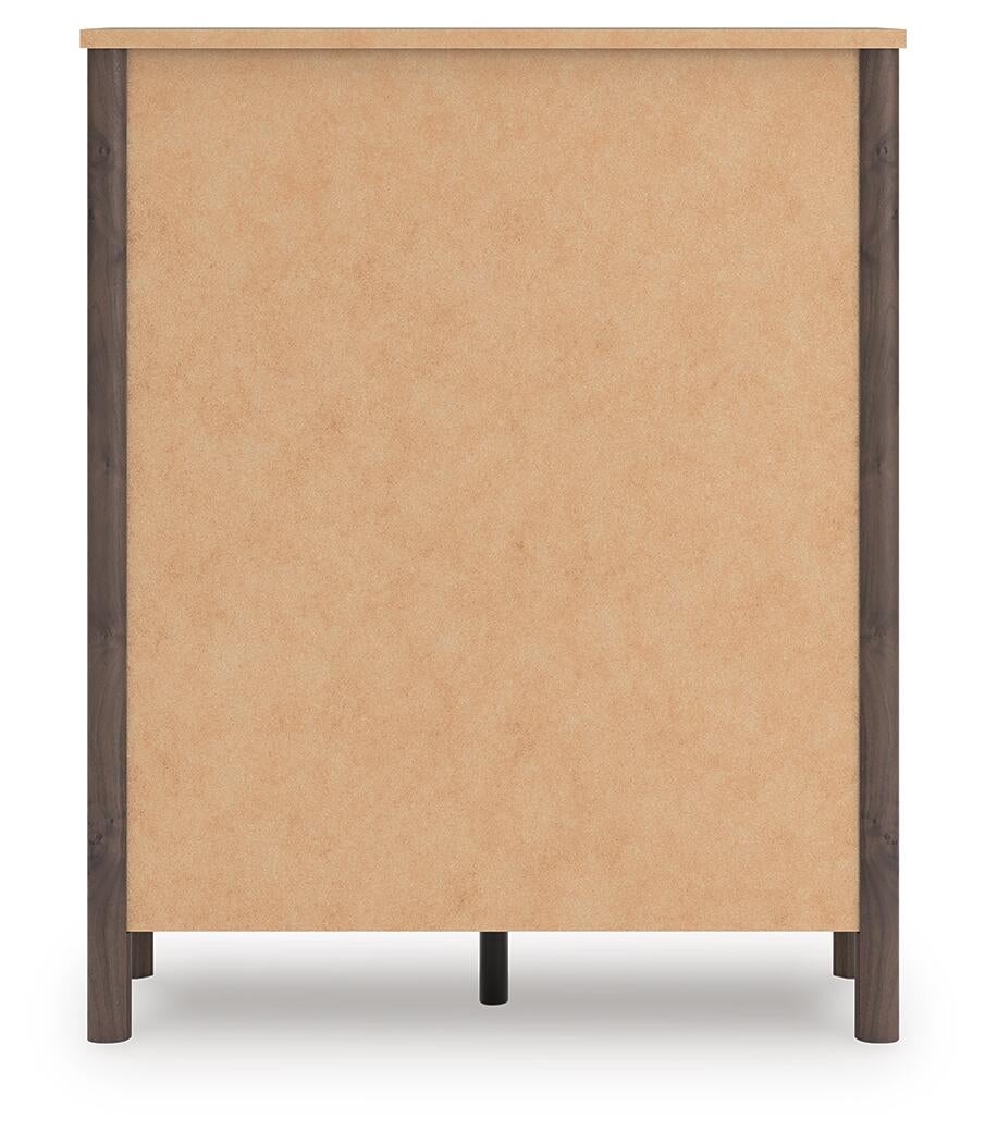 Cadmori Queen Upholstered Panel Bed, Dresser, Mirror, Chest and Nightstand