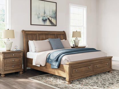 Vandenmore King Storage Sleigh Bed with Mirrored Dresser