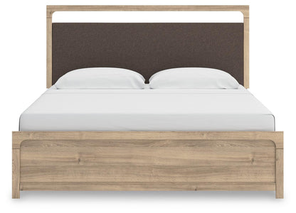 Hollymount King Upholstered Panel Bed, Dresser, Mirror and Nightstand