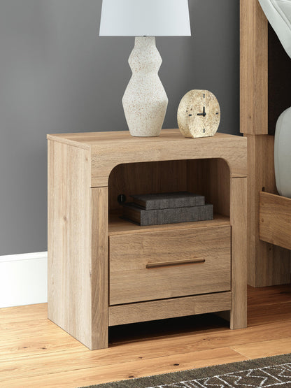 Hollymount King Upholstered Panel Bed, Dresser, Mirror and Nightstand