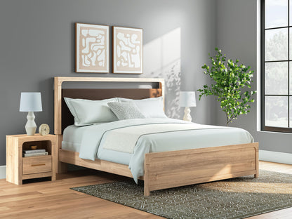 Hollymount King Upholstered Panel Bed, Dresser, Mirror and Nightstand