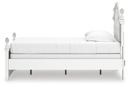 Maylilly Twin Upholstered Panel Bed, Dresser and Mirror