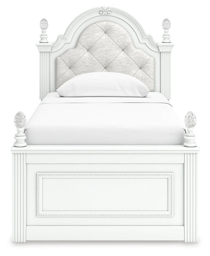 Maylilly Twin Upholstered Panel Storage Bed, Dresser, Mirror and Nightstand
