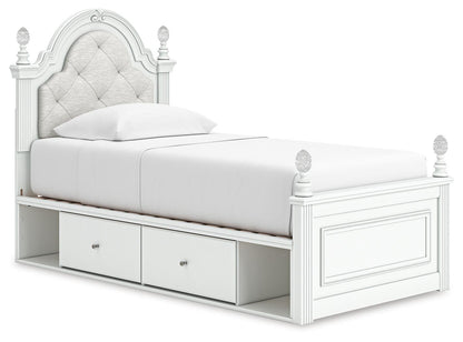 Maylilly Twin Upholstered Panel Storage Bed, Dresser, Mirror and Nightstand
