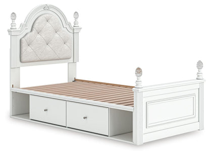 Maylilly Twin Upholstered Panel Storage Bed, Dresser, Mirror and Nightstand