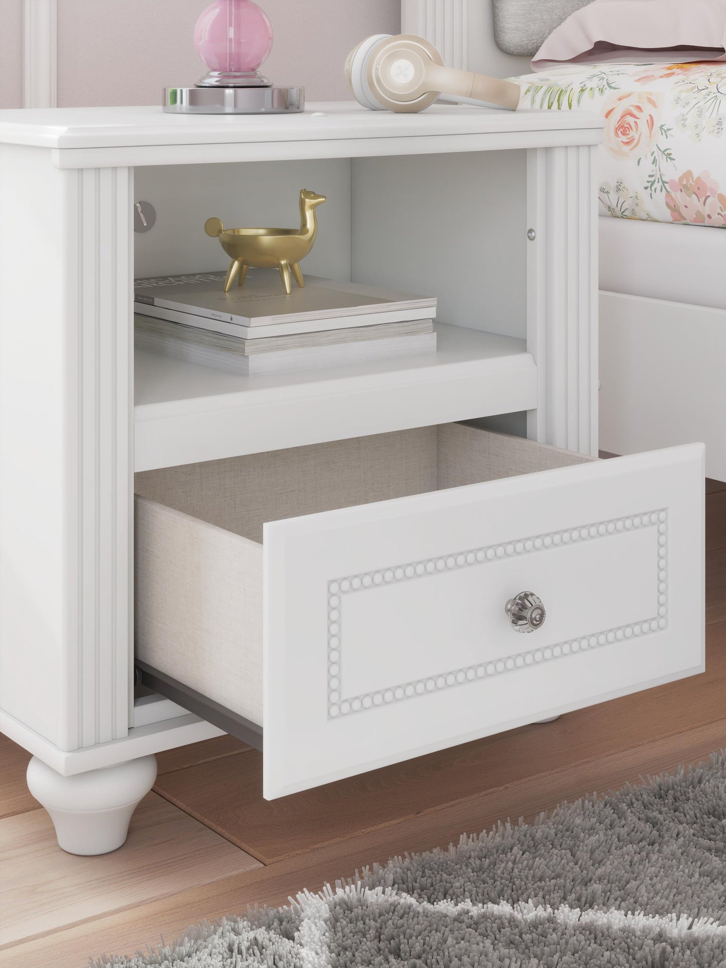 Maylilly Twin Upholstered Panel Storage Bed, Dresser, Mirror and Nightstand