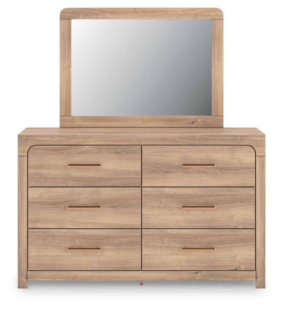 Hollymount King Upholstered Platform Bed, Dresser and Mirror