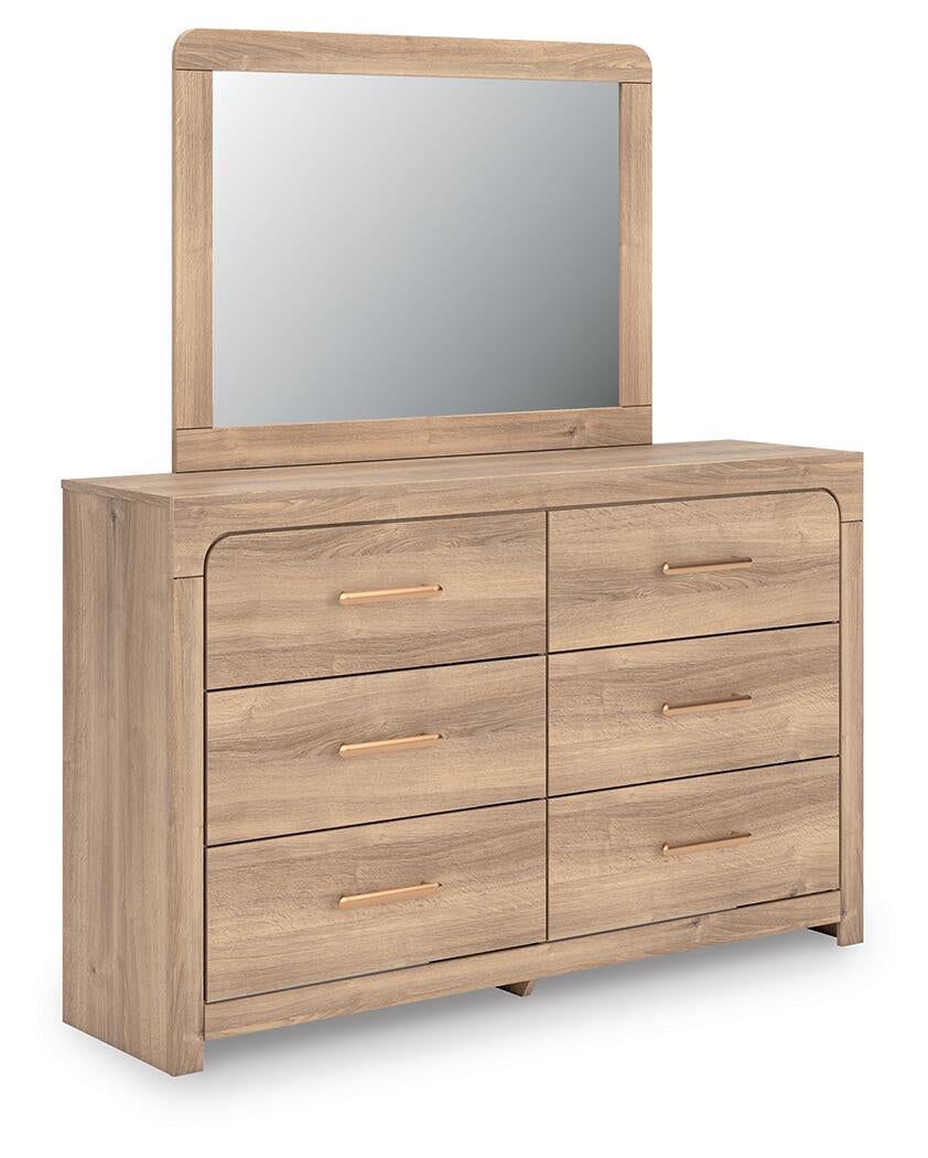 Hollymount King Upholstered Platform Bed, Dresser and Mirror