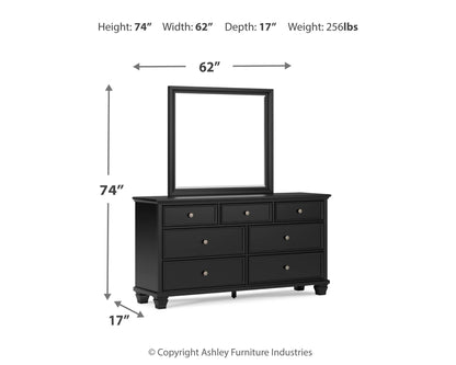 Lanolee Queen Panel Storage Bed, Dresser and Mirror