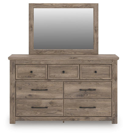 Keithland Queen Poster Bed with Mirrored Dresser and Nightstand