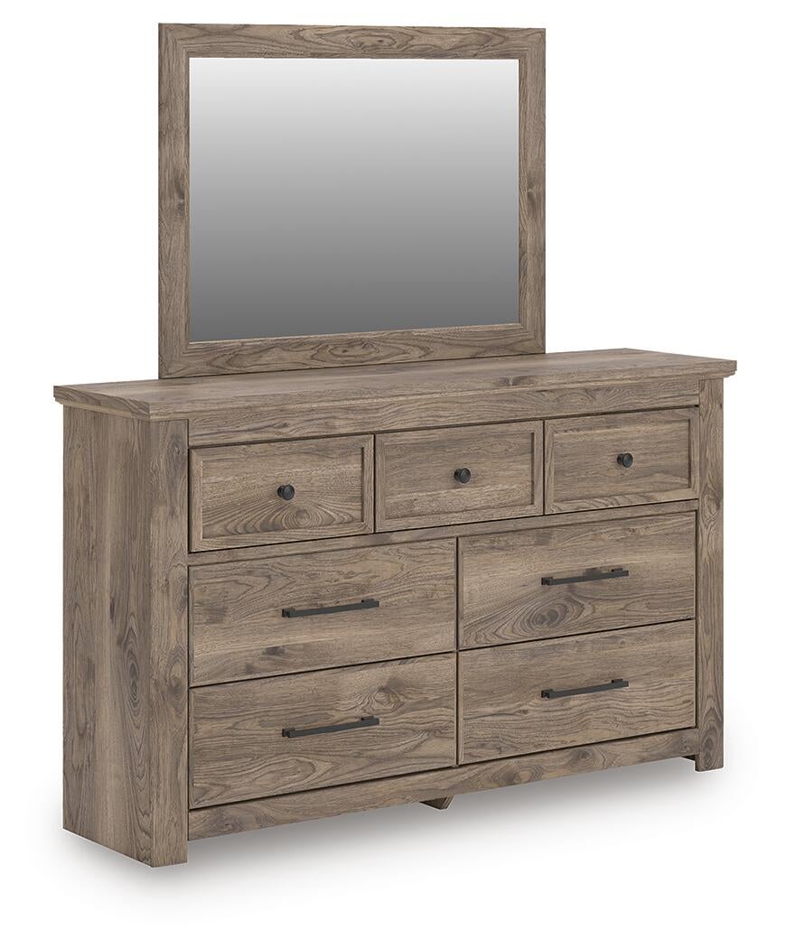 Keithland Queen Poster Bed with Mirrored Dresser and Nightstand