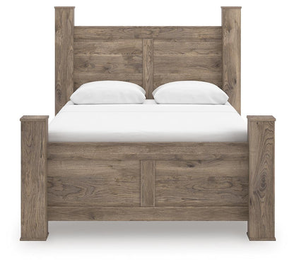 Keithland Queen Poster Bed with Mirrored Dresser and Nightstand
